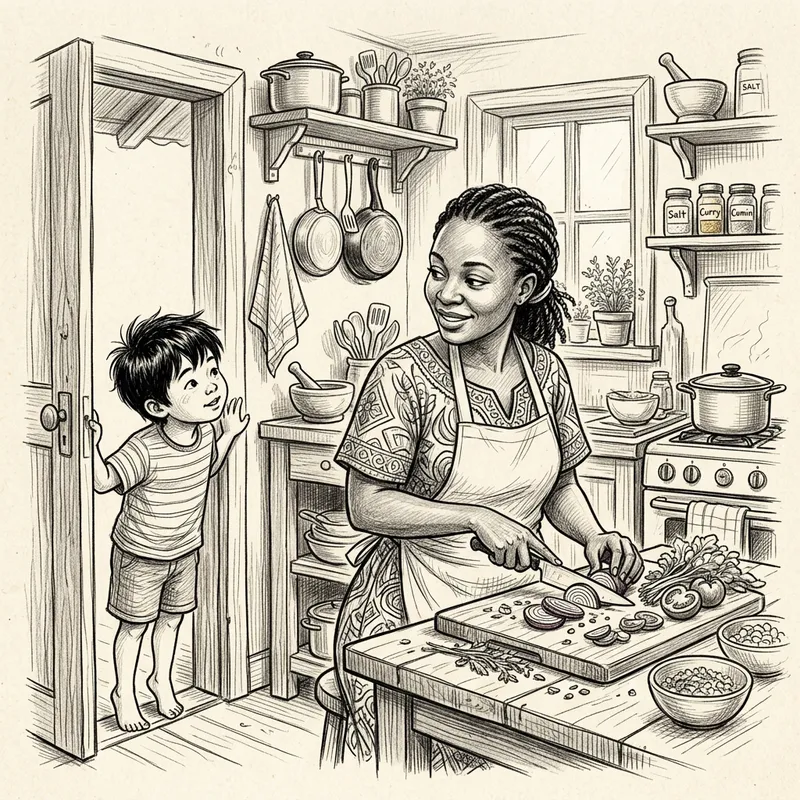 Caring African Mother Preparing Meal for Son | Family Love