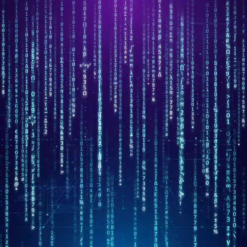 Matrix Inspired Background with Violet to Blue Gradient | Virtual World Data Flow