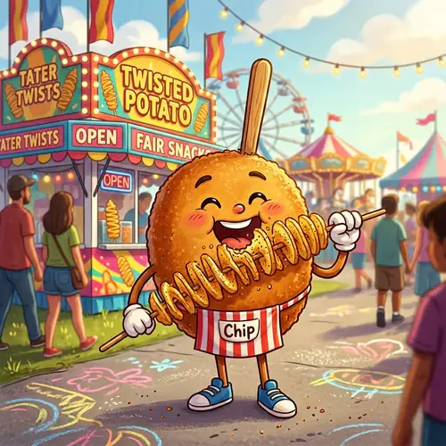 Corndog Character Enjoying Twisted Potato