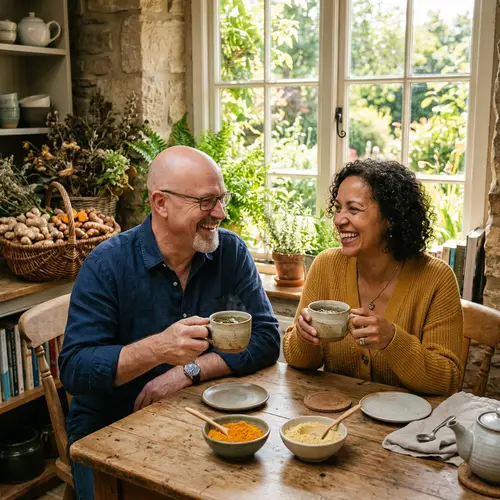 Enjoying Herbal Tea: A Sunny Moment