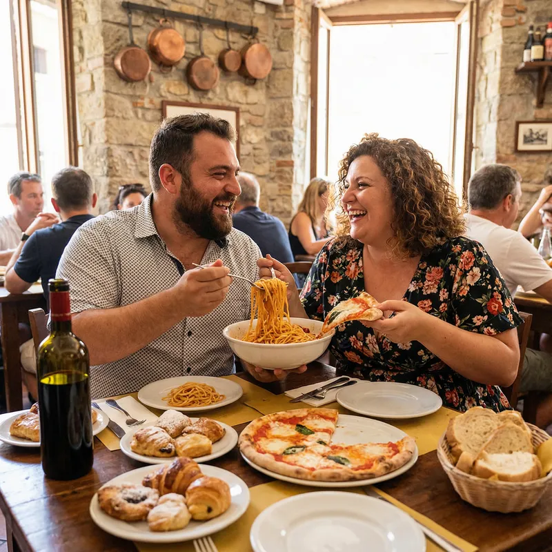 Young Italian Couple Enjoying Traditional Feast