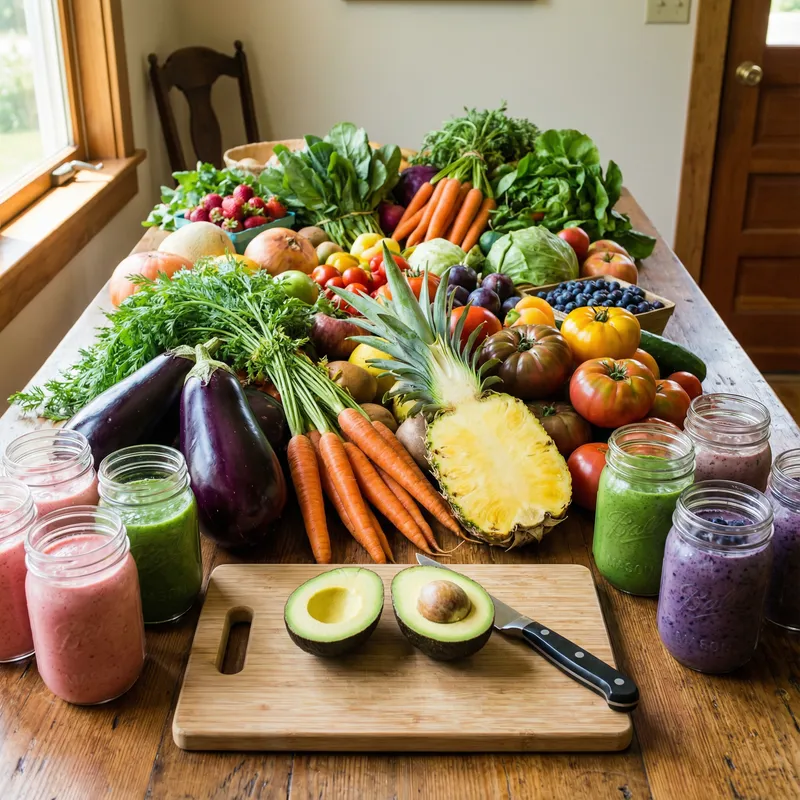 Healthy Eating In Vibrant Colors - Fresh Fruits & Vegetables Healthy Eating In Vibrant Colors - Fresh Fruits & Vegetables