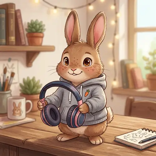 Cute Brown Rabbit Character with Heart Freckles