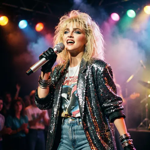 80s Style Pop Star with Bleach Blonde Hair | Passionately Singing on Stage