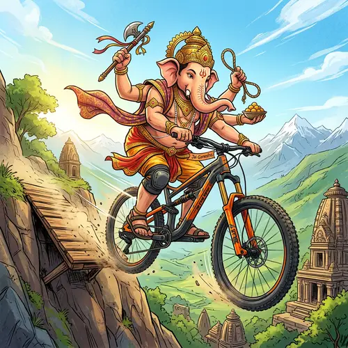 Ganesh Bike Dive: Thrilling Adventure Illustration
