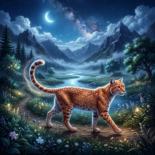 Majestic Feline in Orange Sunset Pelt | Night Adventure