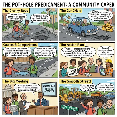 Comic on Community Pothole Issues and Solutions