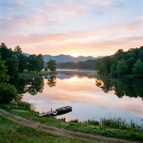 Tranquil Dawn: A Serene Landscape Capturing Peace and Calm