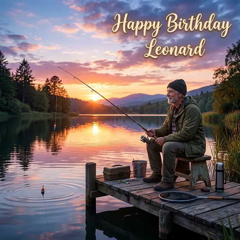 Realistic 3D Render of Man Fishing at Lake During Sunset