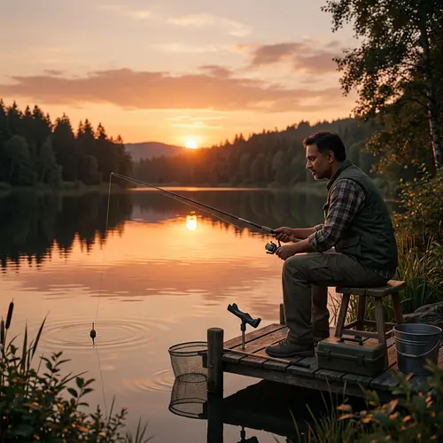 Serene Sunset Fishing Scene | Peaceful Nature 3D Render