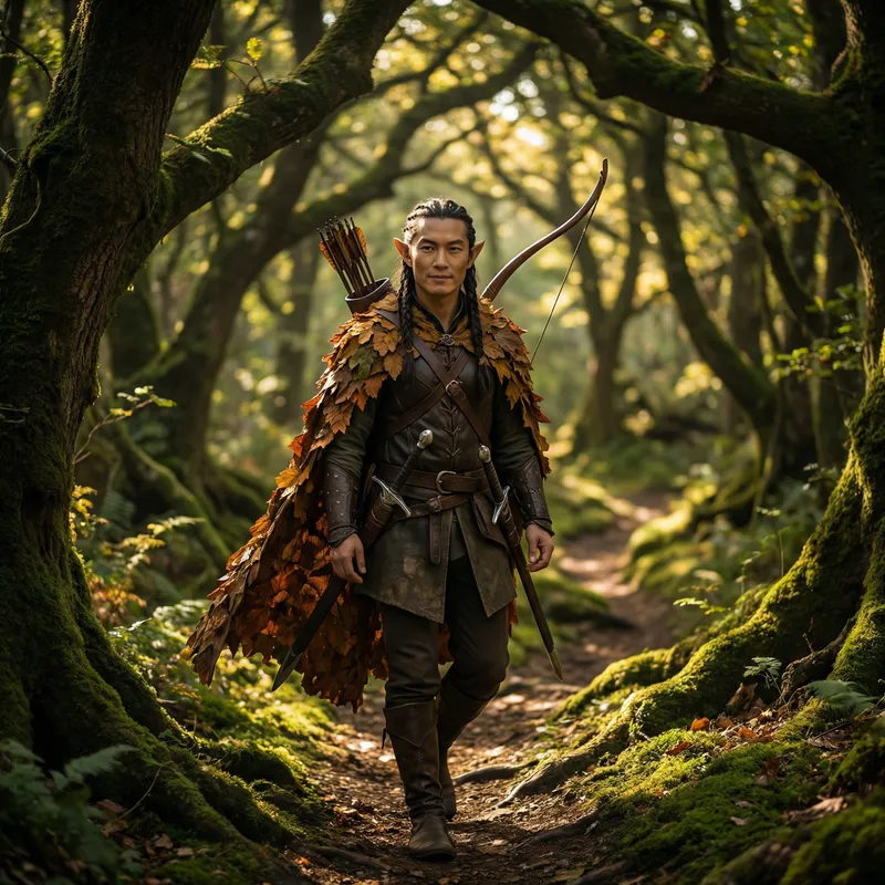 Forest Elf Scout with Longbow and Dual Swords Forest Elf Scout with Longbow and Dual Swords