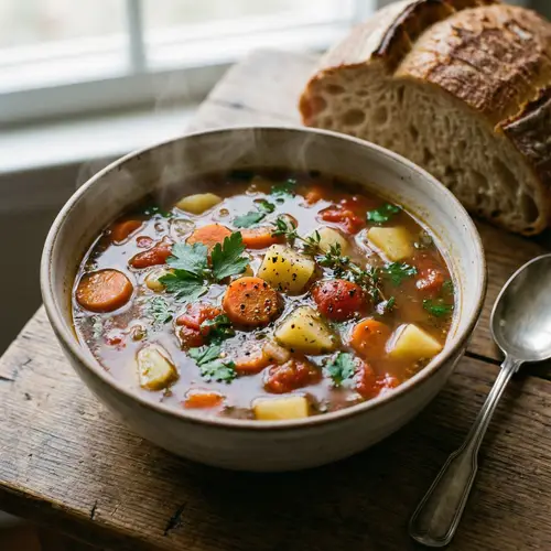 Homely Winter Vegetable Soup Recipe