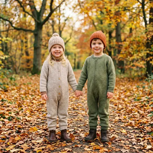 Charming Autumn Photo of Two Happy Children