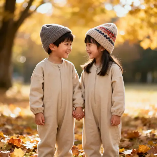 Charming Autumn Photo of Two Happy Children