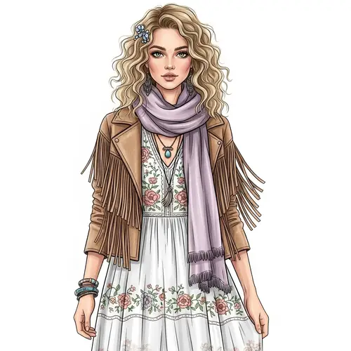 Boho Chic Style Woman Illustration