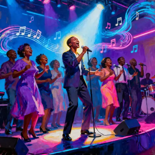 Vibrant Nu-Soul Music Art: Gospel Singers in Motion