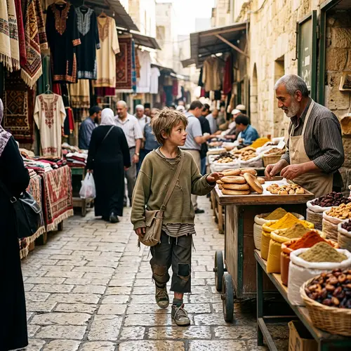 Young Boy Walking in Jerusalem Old City - Emotional Scene