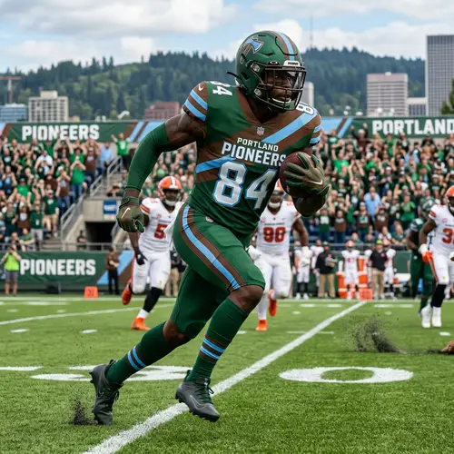 Portland Pioneers Football Player - Green & Brown Jersey