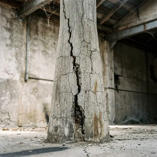 Concrete Column Cracks and Distressed Structure - Image Detail