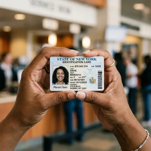 Hand Holding ID: Brown Skin Tone