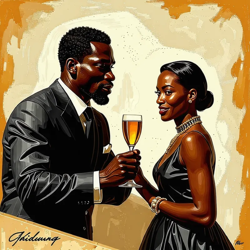 Man Toasting Lady into Friendship - Black American/African Origin Man Toasting Lady into Friendship - Black American/African Origin