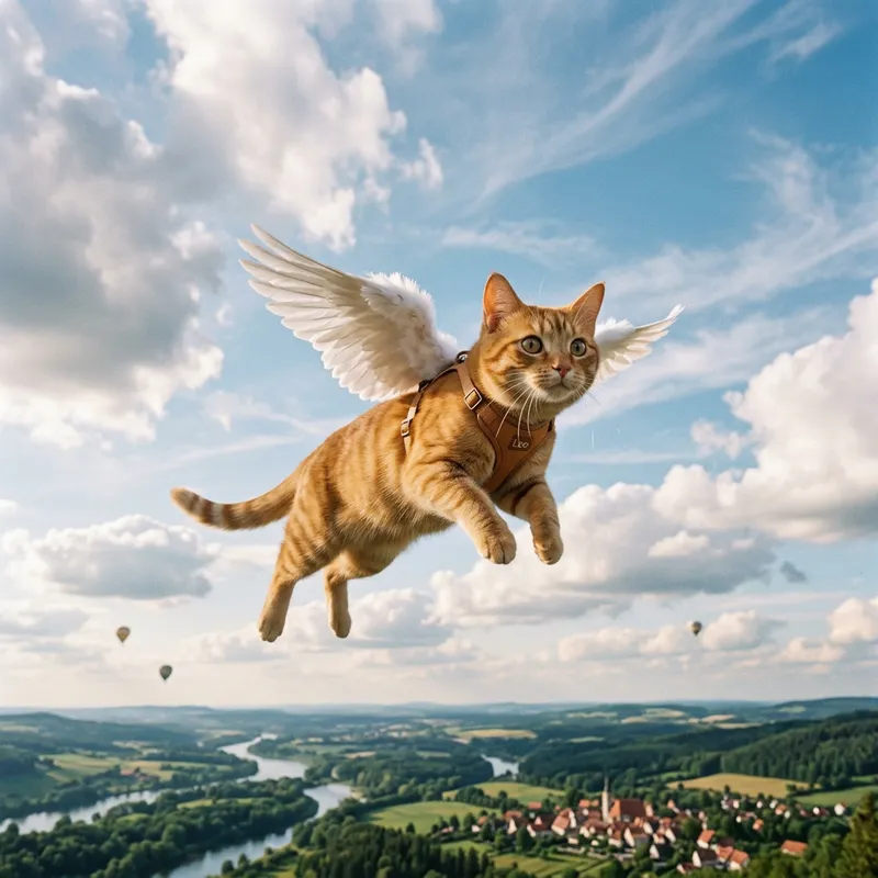 Cat Flying - Majestic Feline Soaring