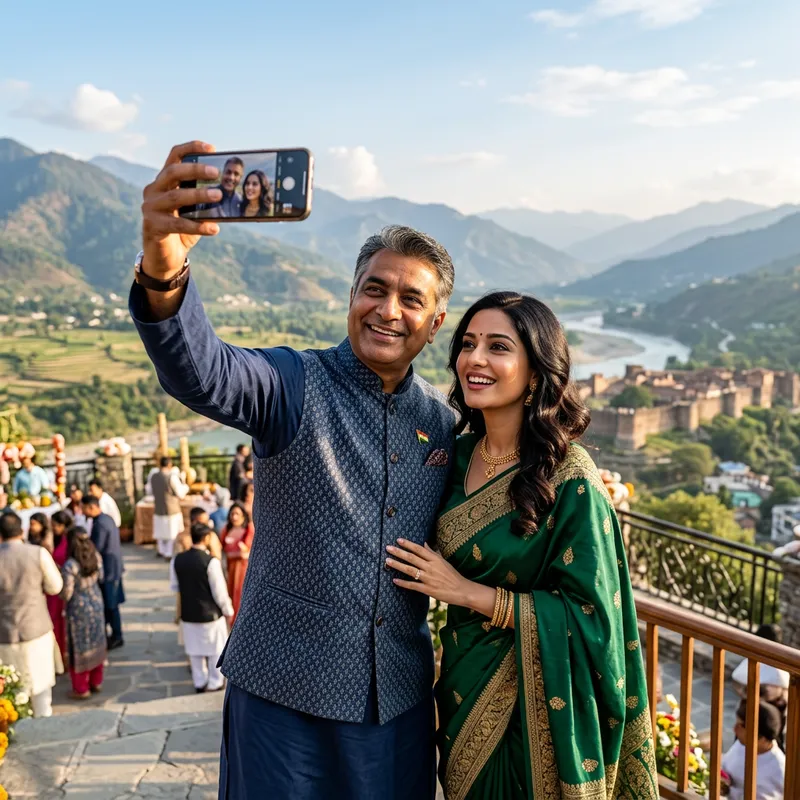 Narendra Modi Taking Selfie with Lata Mangeshkar