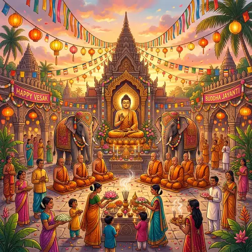 Celebrate Vesak: Vibrant Buddha Day Illustration