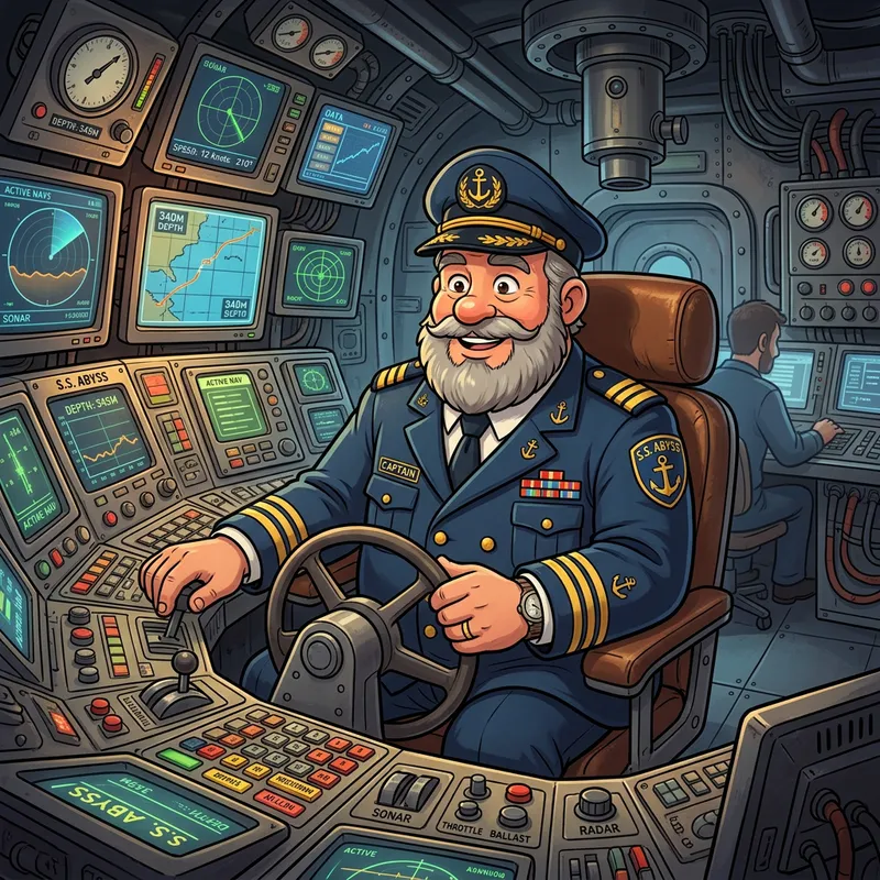 Cartoon Submarine Captain - Unique Character Design