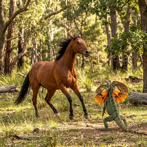 Enthralling Encounter: Reptile and Equine Creature