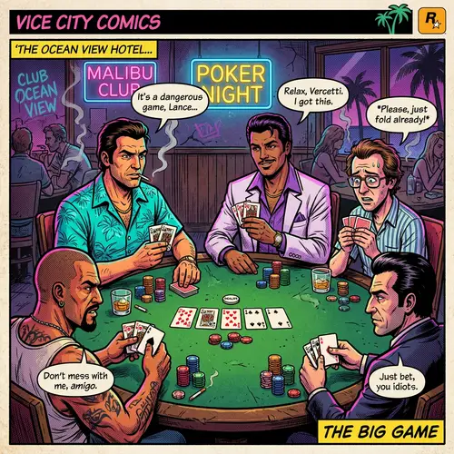 GTA Vice City Style Poker Comic Art