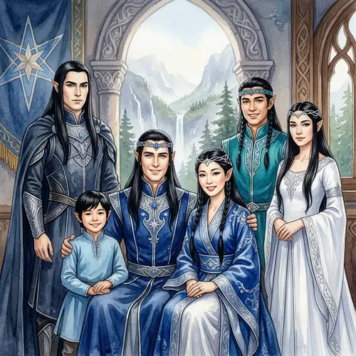 Elven Royal Family Portrait - Watercolor Art