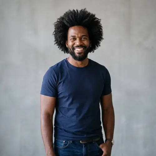 Stylish Black Man with Afro Hairstyle