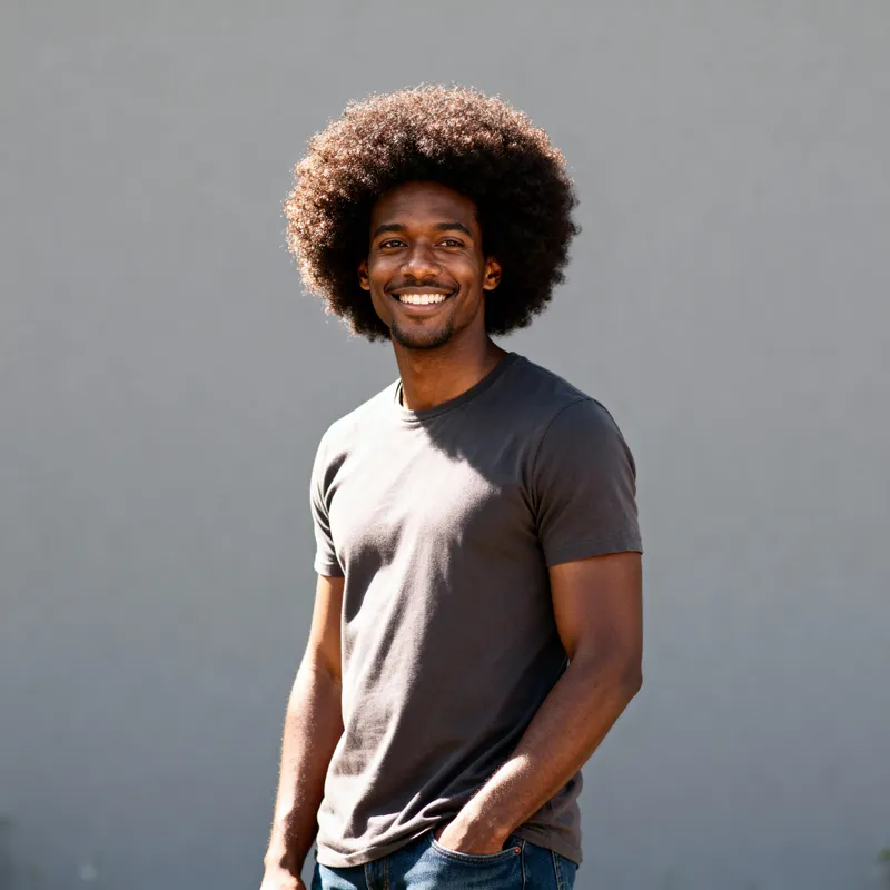 Stylish Black Man with Afro Hairstyle