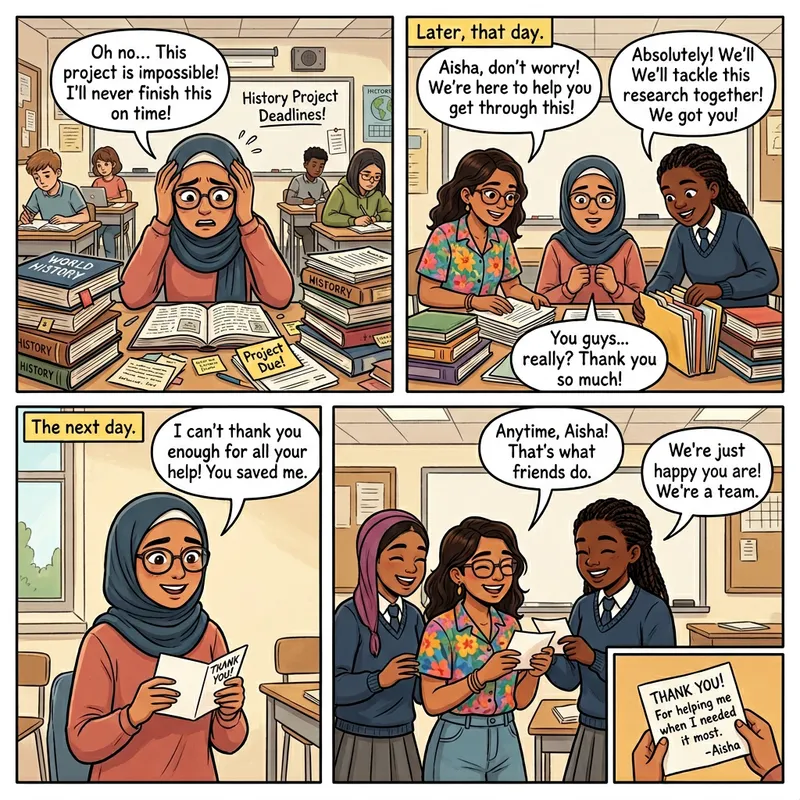 Girl's Debt of Gratitude - Friendship Comic Strip