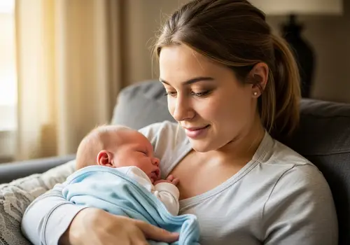 Young Mother Holding Her Baby - A Cherished Moment