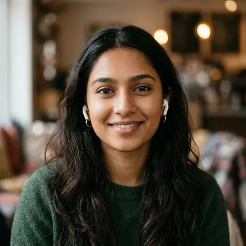 Young South Asian Woman Portrait with AirPods Pro