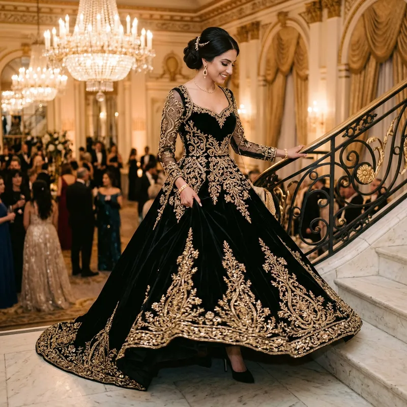 Elegant Black and Gold Dress - Timeless Fashion Elegance