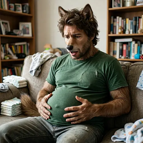 Pregnant Furry Character: Concerned Expression