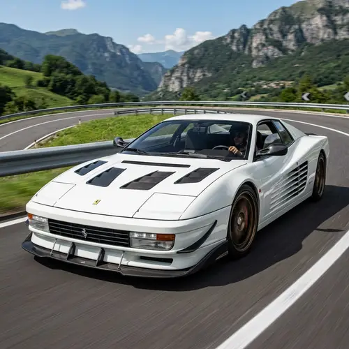 White Ferrari Testarossa: Shark Tooth Splitter & Hood