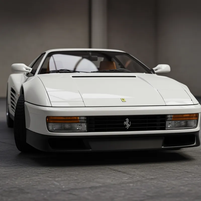 White Ferrari Testarossa: Shark Tooth Splitter & Hood
