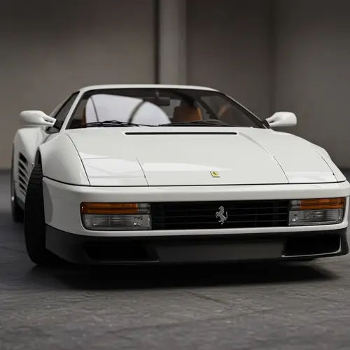 White Ferrari Testarossa: Shark Tooth Splitter & Hood