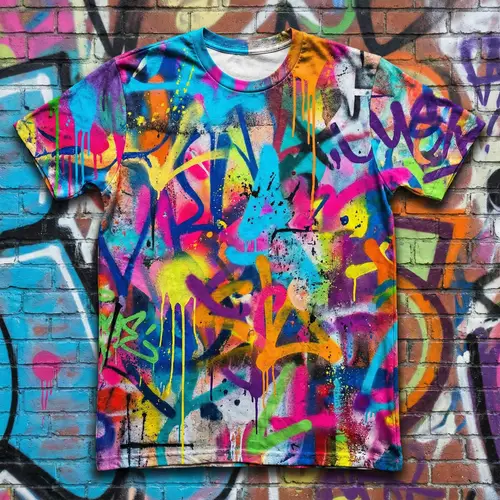 Vibrant Street Art-Inspired T-Shirt Design | Abstract Expressionism
