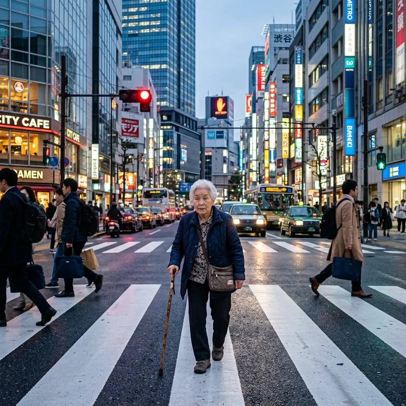 Elderly Grandma Crossing Street Elderly Grandma Crossing Street