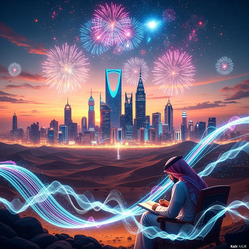 Futuristic Saudi Cityscape: Riyadh at Sunset