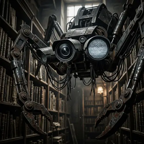 Monstrous Mechanical Spider in Horror Library