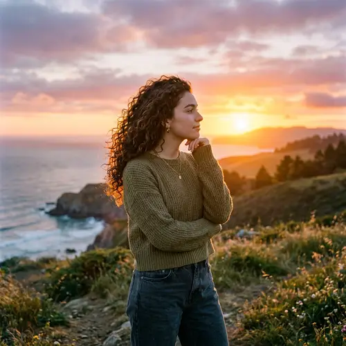 Golden Evening with Gorgeous Brunette and Beautiful Curls