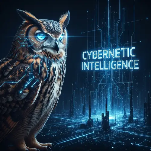 Cyber Intelligence Owl with Digital Background