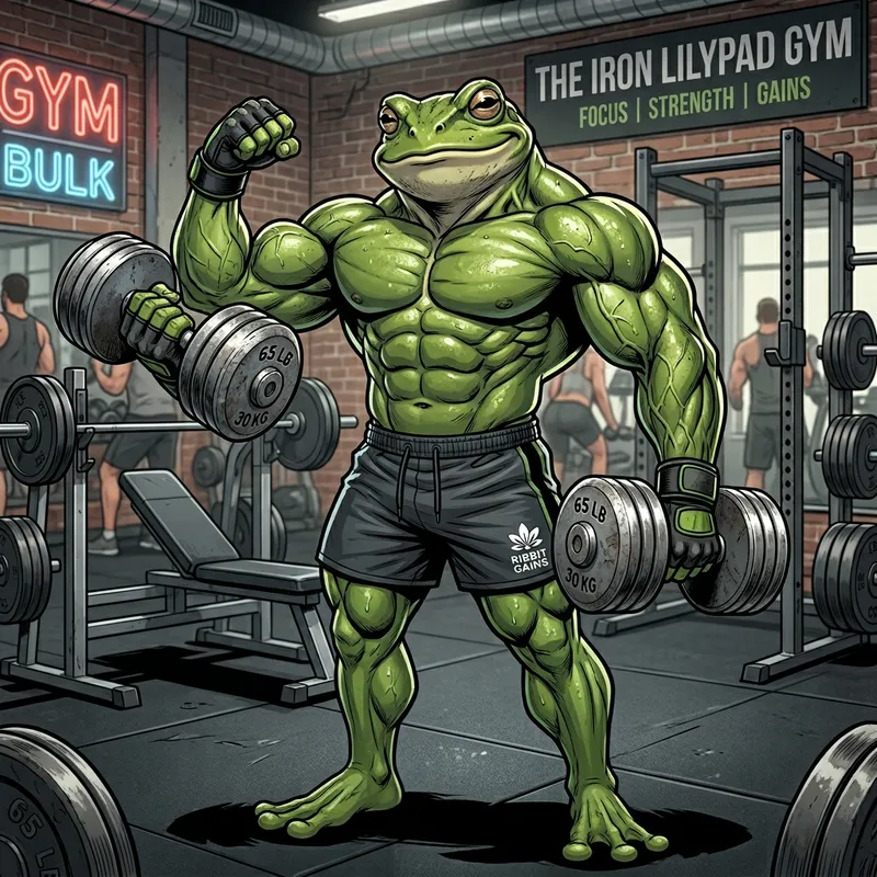 Muscular Frog Meme with Dumbbells | Gym Fitness & Strength Muscular Frog Meme with Dumbbells | Gym Fitness & Strength