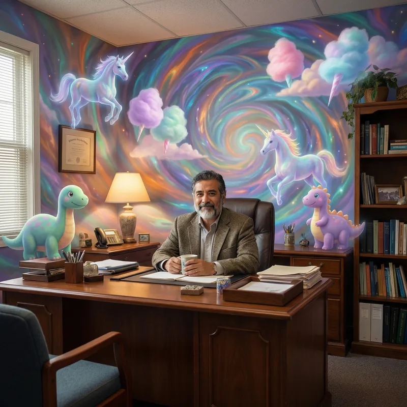 Hispanic Male Therapist Embracing Fantastical World of Rainbows, Unicorns & More | Therapy Services